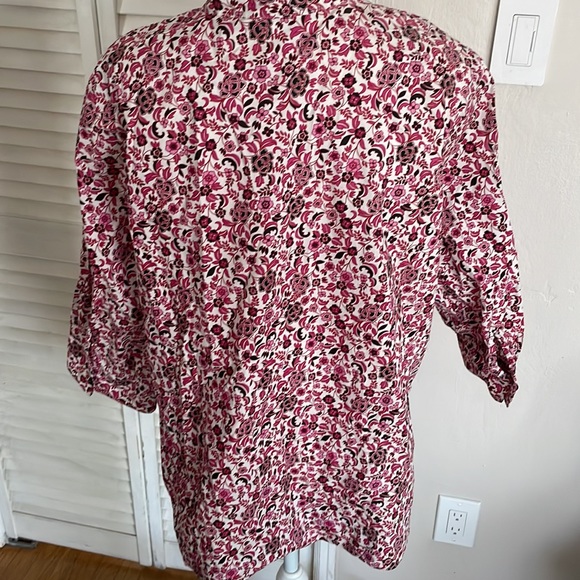 CHARTER CLUB Peasant Blouse with Pink/White/Black Floral Print, Size 16W - Picture 4 of 5